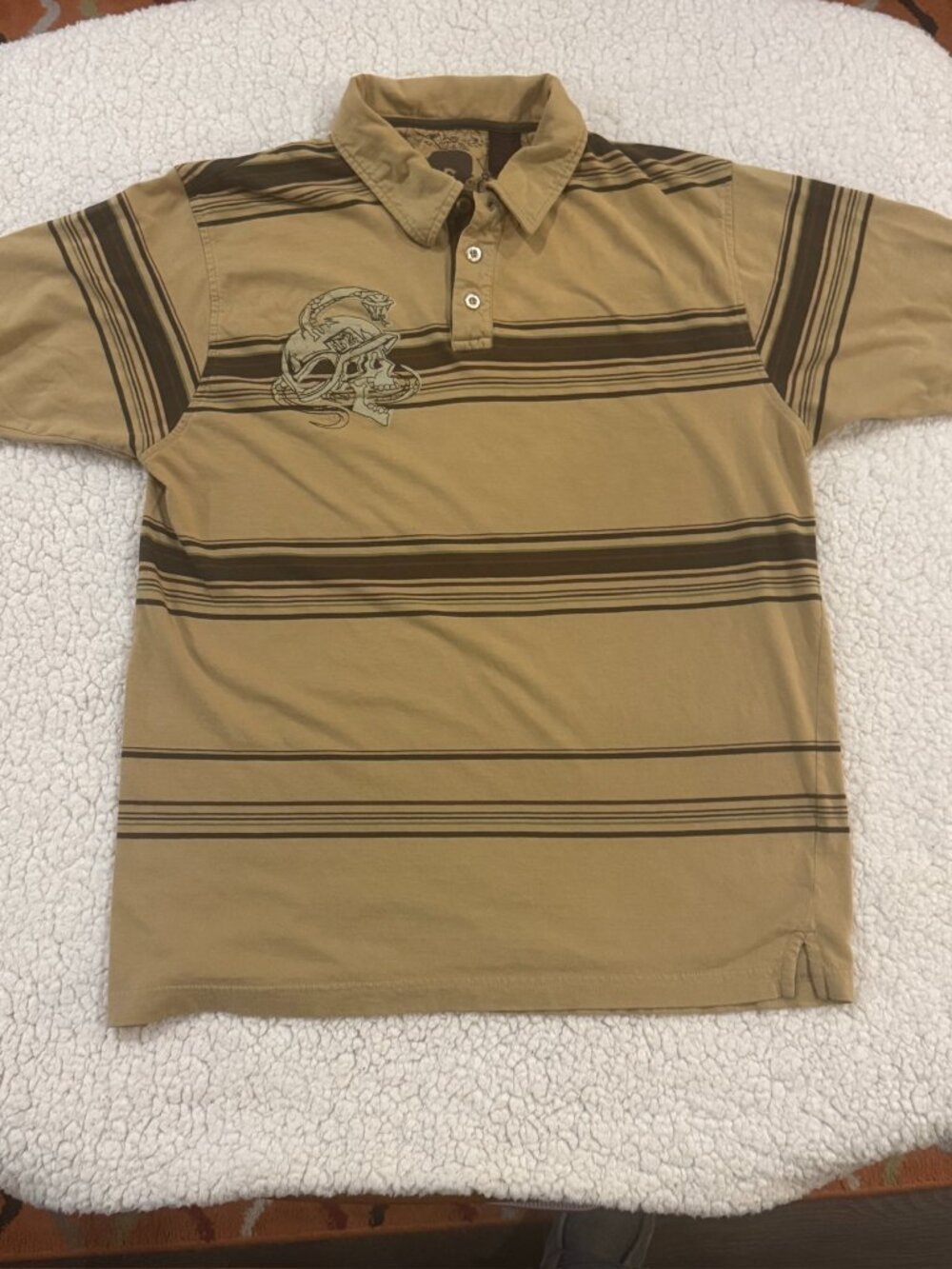 Vintage Y2K Tony Hawk Striped Skull Polo Shirt - Men’s Large